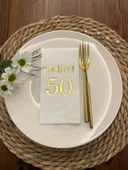 Gold Yaldızlı Beyaz hello Elli Yaş Peçete 16 Adet - 1