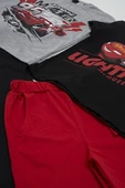 4'lü McQueen Baskılı Tshirt Şort Pantolon Siyah Takım - 3