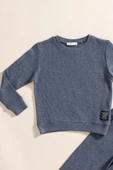 2'li Pamuk Waffle Sweat Jogger İndigo Alt Üst Takım - 2