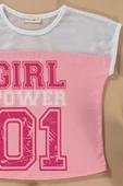 File Detaylı Baskılı Pembe Tshirt Şort Takım - 2