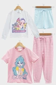4'lü Winx Baskılı Tshirt Şort Pantolon Beyaz Takım - 1