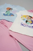 4'lü Disney Princess Baskılı Tshirt Şort Pantolon Takım thumbnail 3
