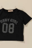 3'lü Baby Girl Baskılı Tshirt Atlet Tayt Siyah Takım thumbnail 3