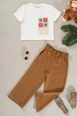 Dantel Cep Detaylı Kahverengi Pantolon Takım - 1