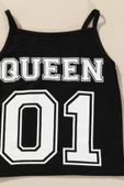 3'lü Queen Baskılı Tshirt Atlet Tayt Siyah Takım thumbnail 3