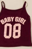 3'lü Baby Girl Baskılı Tshirt Atlet Tayt Bordo Takım thumbnail 4