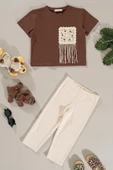 Cep Püskül Detaylı Tshirt Tayt Kahve Alt Üst Takım thumbnail 1