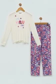 4'lü You Çicek Baskılı Lila Pijama Takım - 2