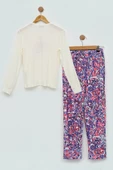4'lü You Çicek Baskılı Lila Pijama Takım - 3