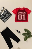 3'lü Queen Baskılı Tshirt Atlet Tayt Siyah Takım thumbnail 2