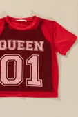 3'lü Queen Baskılı Tshirt Atlet Tayt Siyah Takım thumbnail 5