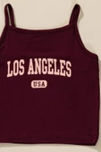 3'lü Los Angeles Baskılı Tshirt Atlet Tayt Bordo Takım thumbnail 4