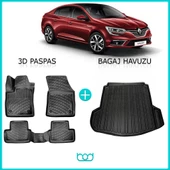 Bod Renault Megeane 4 Sedan 3D Havuzlu Paspas ve Bagaj Havuzu Seti thumbnail 1