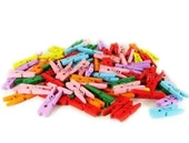 Renkli Mini Ahşap Mandal (100 Adet) - 1
