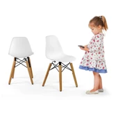 Seduna Eames Child Sandalye 2 Adet | Natural Ahşap Ayaklı - 1