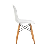 Seduna Beyaz Eames Sandalye | Natural Ahşap Ayaklı | 2 Adet - 4