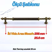 Kader Eskitme Antik Sarı Metal Kulp 256 mm - 25.6 cm Mobilya Mutfak Dolabı Dolap Kulpları Çekme Kulbu thumbnail 2