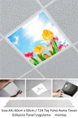 Gökyüzü Panel Asma Tavan-60cmx60cm-sıva Altı-54w-6500k-beyaz-led Panel-led Armatür-taş Yünü Asma Tavan-banyo Tavan - 1