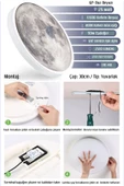 Gökyüzü Panel Moon Led Aplik,30cm Çap, Led 25watt, Modern, Duvar Aplik, Yatak Odası Aplik,salon Aplik Modelleri - 3