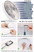 Gökyüzü Panel Yatak Odası Aplik Moon Led Aplik 30cm Çap Led 25watt - 3