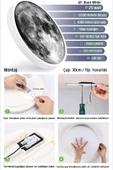 Gökyüzü Panel Moon Led Aplik, 30cm Çap, Led 25 Watt, Modern Aplik, Duvar Aplik, Yatak Odası Aplik, Duvar Lambası - 5