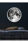 Gökyüzü Panel Moon Led Aplik, 30cm Çap, Led 25watt, Modern, Duvar Aplik, Yatak Odası Aplik, Duvar Lambası, New Art - 2