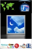 Gökyüzü Panel Yatak Odası-aydede Model 54w Yeni Nesil Aydınlatma 60x60 Led Avize - 2