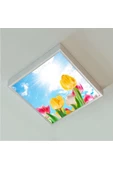 Gökyüzü Panel Banyo Avize- 54watt-60cmx60cm Led Yatak Odası Avize-renkli Laleler Tasarım Aydınlatma-tavana Model - 3