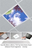 Gökyüzü Panel Asma Tavan Led-60cmx60cm-sıva Altı-54w-6500k-led Panel-led Armatür- 60x60 Taş Yünü Asma Tavan Ledi - 1