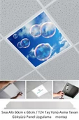 Gökyüzü Panel Asma Tavan Led-60cmx60cm-sıva Altı-54w-6500k-led Panel-led Armatür- 60x60 Taş Yünü Asma Tavan Ledi - 1