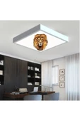Gökyüzü Panel Aslan Çocuk Odası Led Avize-54w Aydınlatma-şık Tasarım-60cmx60cm Kare-beyaz Işık-led-beyaz Çerçeve - 2