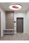 Gökyüzü Panel 50cm Yuvarlak Avize, Gül Baskı,Güçlü ışık,  GOLD LEDLİ TAVAN ARMATÜRÜ, 45Watt, BEYAZ IŞIK, 7000K, - 6