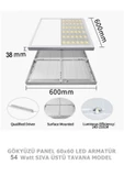 Gökyüzü Panel Kendinden Kasalı, Led Panel, 60x60 Armatür, 54watt, Gün ıiığı, 4000 Kelvin, Doğal ışık, Sıva üstü, - 1