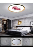 Gökyüzü Panel 50cm Yuvarlak Avize, Gül Baskı,Güçlü ışık,  GOLD LEDLİ TAVAN ARMATÜRÜ, 45Watt, BEYAZ IŞIK, 7000K, - 4