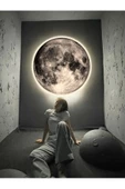 Gökyüzü Panel Moon Art, Modern Aplik, 30cm Çap,led 25watt, Led Duvar Aplikleri, Yatak Odası Aplik,yatak Başı Aplik - 6