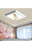 Gökyüzü Panel Kofi Çocuk Odası Led Avize- Aydınlatma-şık Tasarım-60cmx60cm Kare-beyaz Işık-beyaz Metal Çerçeve - 3