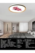Gökyüzü Panel 50cm Yuvarlak Avize, Gül Baskı,Güçlü ışık,  GOLD LEDLİ TAVAN ARMATÜRÜ, 45Watt, BEYAZ IŞIK, 7000K, - 3
