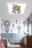 Gökyüzü Panel Yatak Odası Avize Tom Ve Jerry Ledli Avize 54w Beyaz Çerçeveli - 4