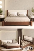 WOODMAN FURNITE & WOOD IRON TROPIC CEVİZ BOYALI TEK VE ÇİFT KİŞİLİK 1.SINIF AMERİKAN ÇAMI MASİF AHŞAP KARYOLA PUF BAŞLIK - 1