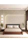WOODMAN FURNITE & WOOD IRON TROPIC CEVİZ BOYALI TEK VE ÇİFT KİŞİLİK AMERİKAN ÇAMI MASİF AHŞAP KARYOLA ANTRASIT PUF BAŞLIK - 2