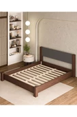 WOODMAN FURNITE & WOOD IRON TROPIC CEVİZ BOYALI TEK VE ÇİFT KİŞİLİK AMERİKAN ÇAMI MASİF AHŞAP KARYOLA ANTRASİT PUF BAŞLIK - 6