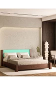 WOODMAN FURNITE & WOOD IRON TROPIC CEVİZ BOYALI TEK VE ÇİFT KİŞİLİK AMERİKAN ÇAMI MASİF AHŞAP KARYOLA TURKUAZ PUF BAŞLIK - 3