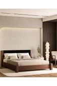 WOODMAN FURNITE & WOOD IRON TROPIC CEVİZ BOYALI TEK VE ÇİFT KİŞİLİK AMERİKAN ÇAMI MASİF AHŞAP KARYOLA SİYAH PUF BAŞLIK - 3