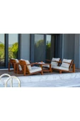 WOODMAN FURNITE & WOOD PERLA TROPİK 4 KİŞİLİK SEHPALI ( ORTA MASALI ) AHŞAP BAHÇE BALKON OTURMA TAKIMI MASİF MAUN AĞACI - 1