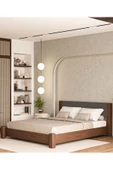 WOODMAN FURNITE & WOOD IRON TROPIC CEVİZ BOYALI TEK VE ÇİFT KİŞİLİK AMERİKAN ÇAMI MASİF AHŞAP KARYOLA ANTRASIT PUF BAŞLIK - 4