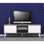 Retro Wide Slide TV Sehpası-Latte-Soft Beyaz 150x50x40 cm (GxYxD) - 4
