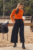 Düşük Bel Düğmeli Bol Paça Pantolon - 3