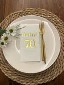 Gold Yaldızlı Beyaz hello Yetmiş Yaş Peçete 16 Adet - 1