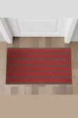 Valerine Life 6 Şeritli Bordo Halılı Paspas Welcome Hoş Geldiniz Toz Alıcı Kapı Önü Paspası 45x70cm thumbnail 1