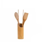 Standlı Bambu Kaşık Seti 4 Parça - Maşa - Kaşık - Spatula - 2